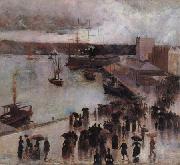 Charles conder Departure of the SS Orient from Circular Quay oil